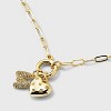 14K Gold Dipped Cubic Zirconia Puffy Heart Charm Initial Necklace - A New Day™ Gold - 4 of 4