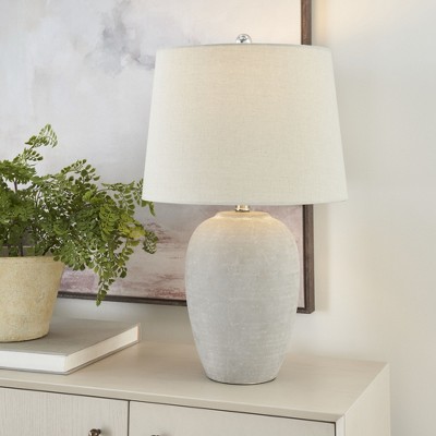 23" Grey Ceramic Urn Table Lamp with Fabric Shade