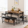 Dining Table Set for 4 With Benche/Stools Kitchen Table Set With Storage Shelves Dining Table Set With PU Cusion Dining Room Furniture Table - 4 of 4
