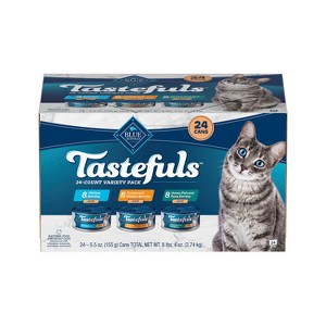 Blue Buffalo Tasteful Chicken, Turkey, Ocean Fish and Tuna Pate Flavoured Variety Wet Cat Food Pack - 5.5oz/24ct - 1 of 4