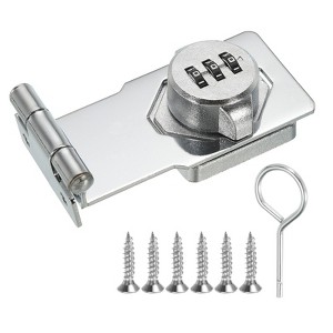 Unique Bargains 3 Digit Combination Password 90 Degrees Galvanized Alloy Cabinet Hasp Lock - 1 of 3