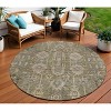 Brown Gray And Charcoal Oriental Washable Indoor Outdoor Area Rug - 2 of 4