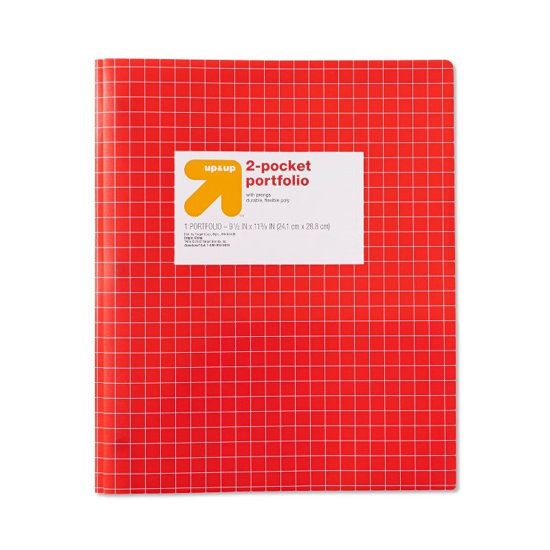 Poly Folder with Prongs Fashion Red Grid - up &#38; up&#8482;, 1 of 4