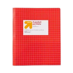 Poly Folder with Prongs Fashion Red Grid - up & up™