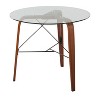 Sapphtopaz Dining Table Modern Square Counter Table with Metal Legs and Clear Glass Top for Dining Room, Small Spaces - 2 of 4