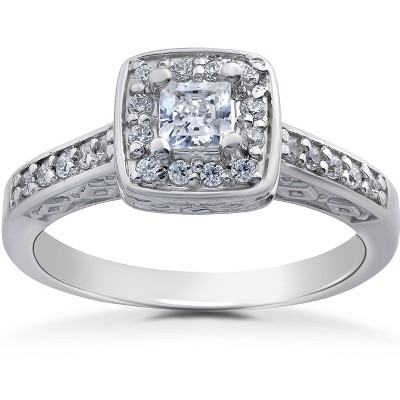 Pompeii3 5/8ct Antique Princess Cut Diamond Engagement Ring 14K White Gold