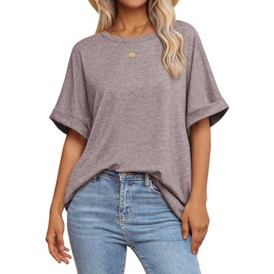 Oversized Tops for Women Summer T Shirts Workout Tees Short Sleeve Blouses Casual Tunic Tops