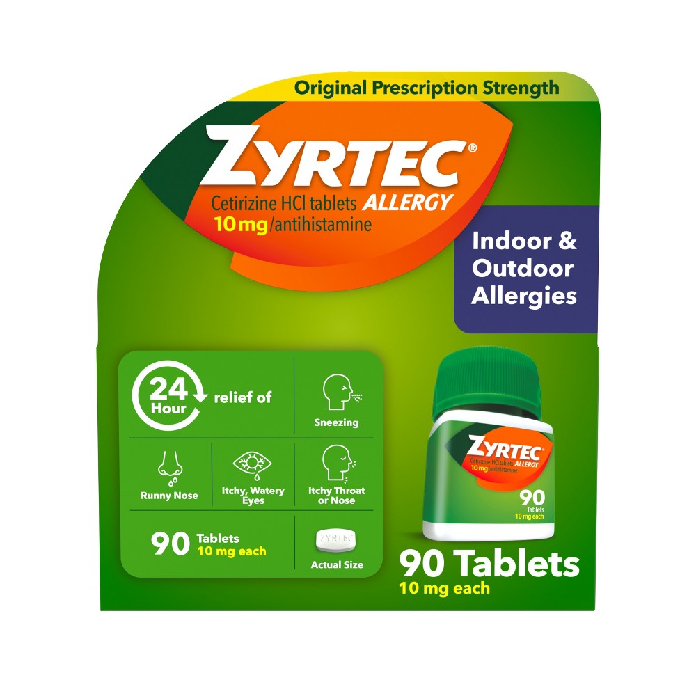 UPC 300450206909 product image for Zyrtec 24 Hour Allergy Relief Tablets - Cetirizine HCl - 90ct | upcitemdb.com