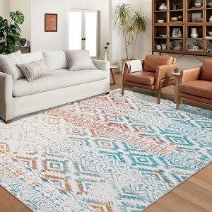 Washable Modern Stripe Rugs for Living Room Non Slip Indoor Thin Ultra Soft Carpet Abstract Low Pile Lightweight Area Rugs Room Decor - 1 of 4