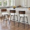 Bekrvio 26" Counter Height Swivel Counter Stools Set of 2/3,Mid-Century Modern Faux Leather Bar Chairs with Walnut Back for Kitchen Island - 2 of 4