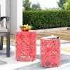 Okak 1/2PS Outdoor Side Table with Openwork Pattern, Modern Round End Table with Powder-Coated Iron Frame, Small Outdoor Table - 3 of 4