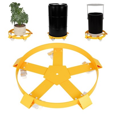 55 Gallon Drum Dolly, 1250 lbs Capacity Heavy-Duty Trash Can Cart with Cross Braces and 5 Wheels, Steel Frame Dolly