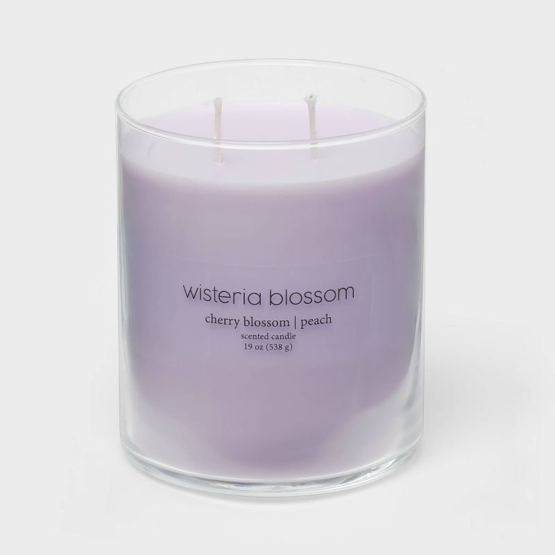 Glass Jar 2-Wick Wisteria Blossom Candle Lilac Purple - Room Essentials™, 4 of 6