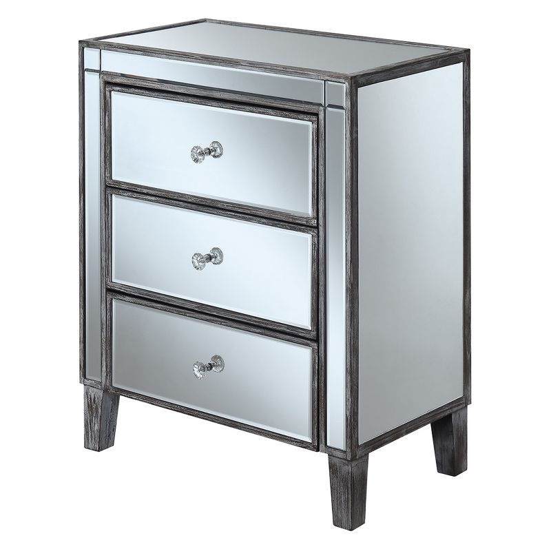 Gold Coast 3 Drawer Large Mirrored End Table - Breighton Home, 1 of 4