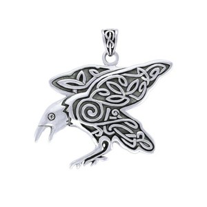 Slickblue Celtic Raven Pendant in Sterling Silver with Knotwork – 18" Chain Necklace for Women - 1 of 3