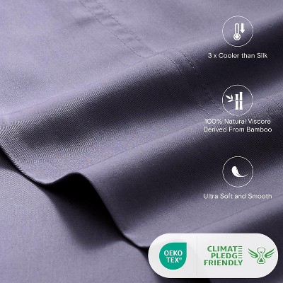LuxClub King Size Light Grey Organic Bamboo Deep Pocket Sheet Set
