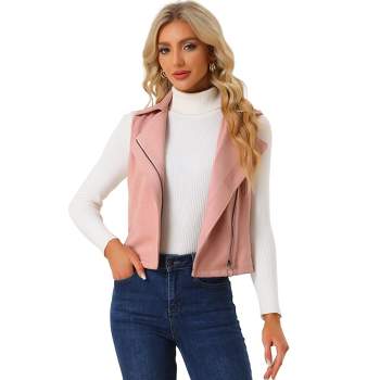 Allegra K Women\'s 1 Large Crop Suit Collar Velvet Hot Button Blazer Lapel Target : Office Business Pink
