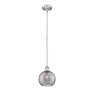 Athens Deco Swirl - 1 Light Stem Hung Mini Pendant In Industrial Style-9.38 Inches Tall and 8 Inches Wide - 1 of 1