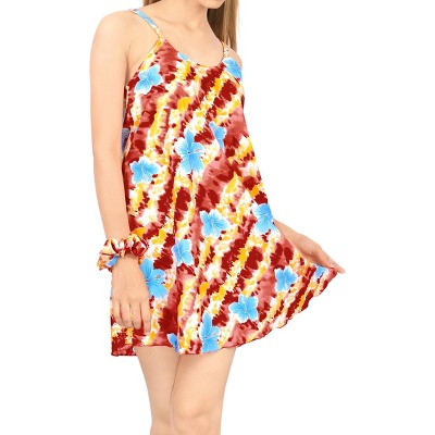 LA LEELA Women's Vacay Holiday Beach Summer Beachwear Sleeveless Casual Dress Spaghetti Strap Nightshirts Slip Nighty