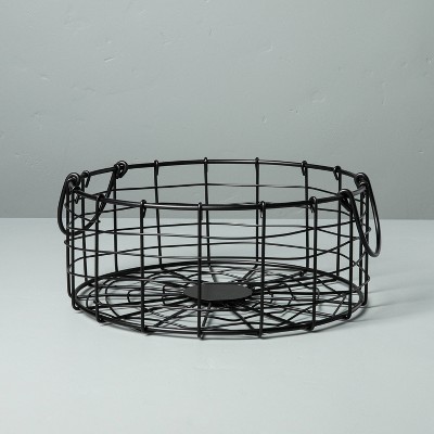 Small Round Wire Storage Basket with Handles Black - Hearth & Hand™ with Magnolia