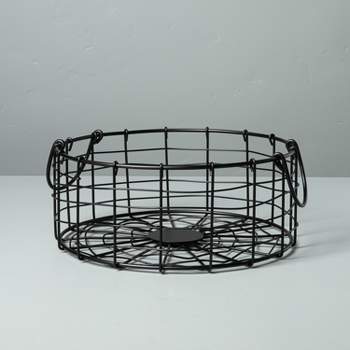 Round Wire Storage Basket with Handles Black - Hearth & Hand™ with Magnolia