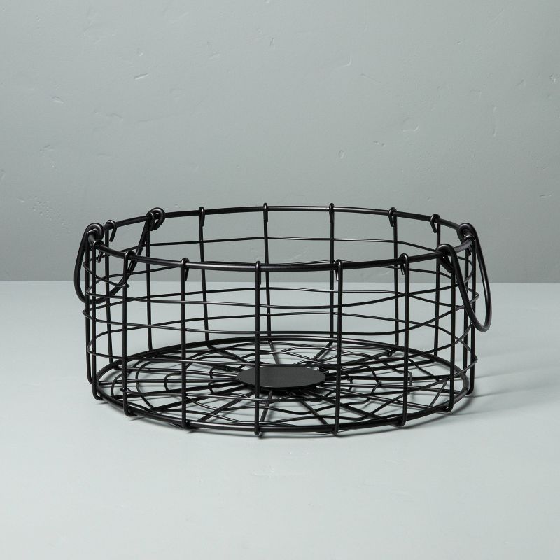 Round Wire Storage Basket with Handles Black - Hearth & Hand™ with Magnolia, 1 of 10