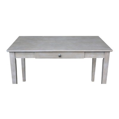 Transitional Solid Hardwood Home Office Desk with Drawer in Washed Gray Taupe