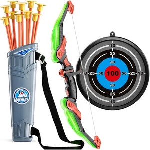 TEMI Bow and Arrow Set for Kids - Archery Toy Set - LED Light Up with Suction Cup Arrows, Target & Quiver, Indoor and Outdoor Toys for Children - 1 of 3