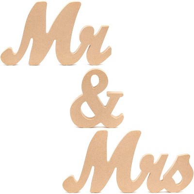Bright Creations Unfinished Wood 5.9-Inch Mr & Mrs Sign Freestanding Letters for Wedding Table Decor
