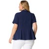 Agnes Orinda Women's Plus Size Casual Ruffle Short Sleeve Button Blazers - 4 of 4