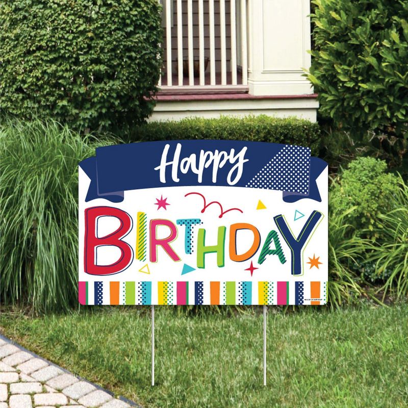 Big Dot of Happiness Cheerful Happy Birthday - Birthday Party Yard Sign Lawn Decorations - Happy Birthday Party Yardy Sign, 1 of 8