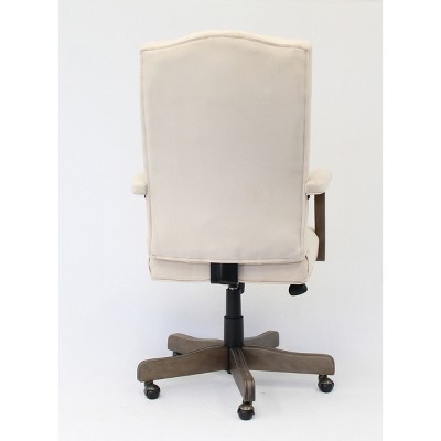 Executive High-Back Ergonomic Swivel Chair in Gray with Metal and Wood Accents