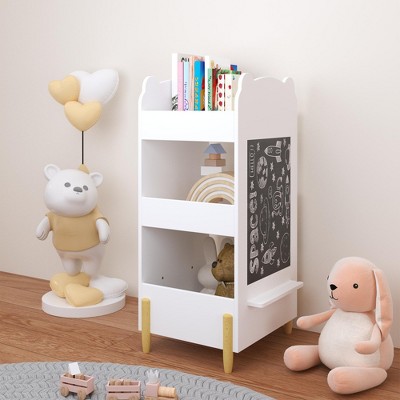 Vynxaria Bear-Shaped Storage Unit with Chalkboard: Fun & Functional for Kids' Spaces