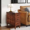 NicBex 23.62 Inch Nightstand with 3 Drawers,Modern Drawer Organizer with Square Pattern Decoration for Bedroom,Living Room,Brown - 2 of 4