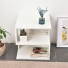 INFURNIC Decorative Bookshelf Double Layer Storage Shelf Rounded Edges Modern Minimalist Design for Living Room, White, 15.7"*15.7"*15.7" - 4 of 4