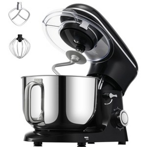 VEVOR Stand Mixer, 6 QT Dough Mixer, 660W 6 + P Speeds Tilt-head Food Mixer with Stainless Steel Bowl, Dough Hook, Wire Whip, Flat Beater, Black - 1 of 4