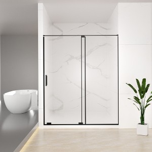 MAYEERTY 56-60" W x 72" H Semi-Frameless Sliding Shower Door, 5/16" Clear Tempered Glass, Matte Black Finish, Adjustable Width 4" - 1 of 4