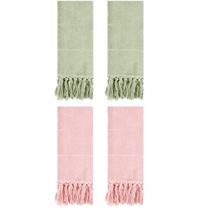 REGALWOVEN Solid Cotton Bathroom Hand Towel with Tassel 4 Pack - 1 of 4