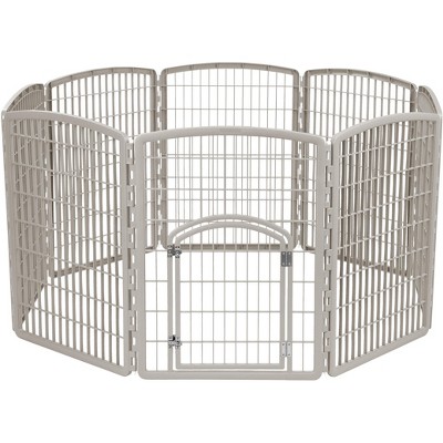 Silver 34"H Plastic 8-Panel Pet Playpen with Door