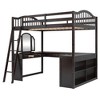 TIRAMISUBEST Full Size Loft Bed with U-shaped Desk, 2 Drawers and Tri-fold Mirror, Wooden Loft Bedframe with Storage Shelves - 3 of 4