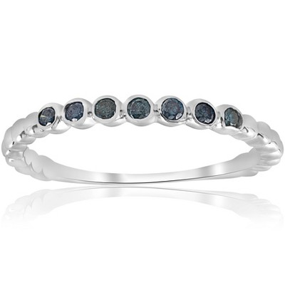 Pompeii3 1/6ct Blue Diamond Wedding Ring 14k White Gold