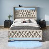 Greenstell  Bed Frame with HIgh Upholstered  Headboard & Charging Station and  LED Light - 4 of 4