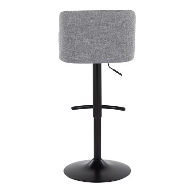 Gray Adjustable Swivel Barstools with Metal Frame, Set of 2