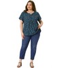Agnes Orinda Women's Plus Size Floral Split Neckline Short Sleeve Casual Blouses - 3 of 4
