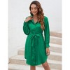 Clearlove Women's Satin Shirt Dress Leopard Print Long Sleeve Button Down Dresses with Belt - 2 of 4