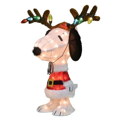 Productworks Peanuts Pre-lit Snoopy In Santa Coat And Antlers Indoor ...