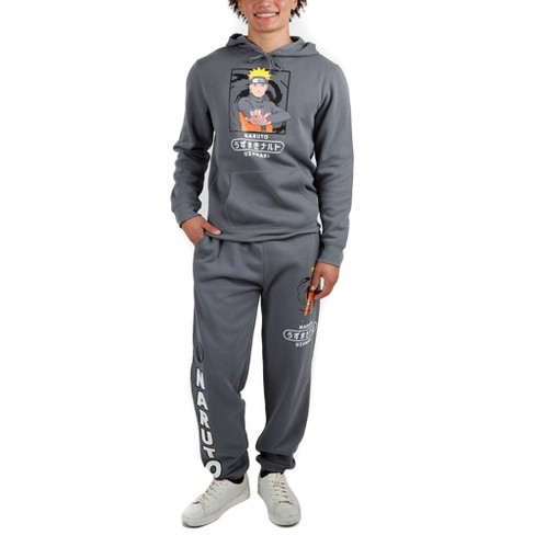 Naruto Men's Charcoal Hoodie And Sweatpants Combo Medium : Target