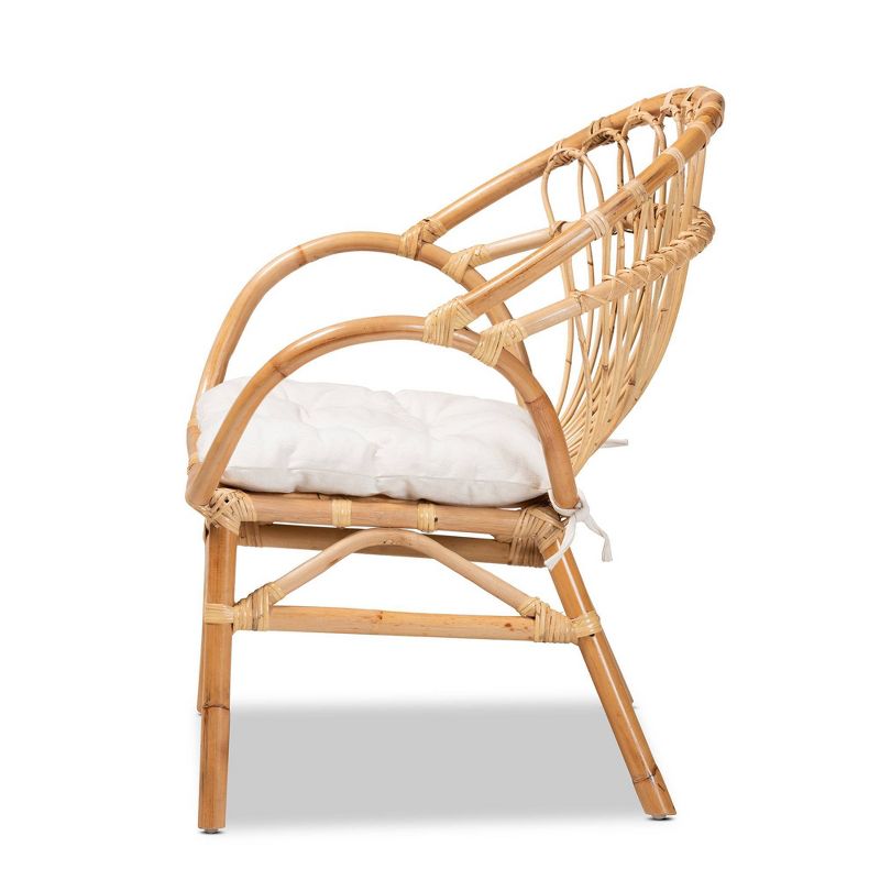 Benicia Rattan Dining Chair Brown - bali & pari: Plush Upholstered, Natural Material, Fully Assembled, 4 of 9