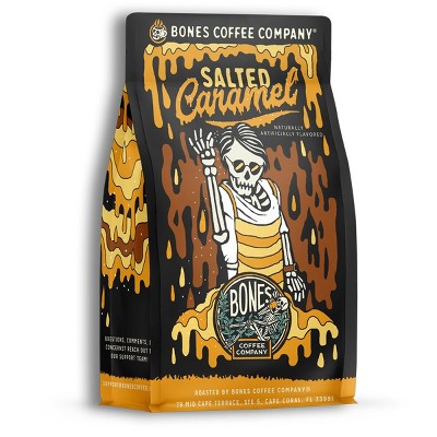 Bones Coffee Company Salted Caramel Whole Coffee Beans 12 oz Medium Roast (Whole Bean)