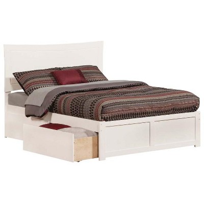 Atlantic Furniture Metro Full Flat Panel Foot Board w/ 2 Urban Bed Drawers White